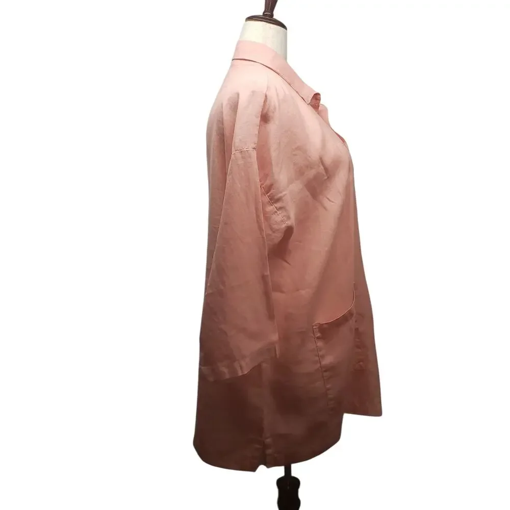 La Fixsun Peach Linen Oversized Tunic M Lagenlook Coastal Grandma Cottagecore